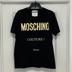 Moschino Black Tee with Gold Accents